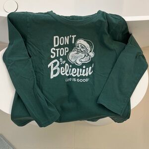 Life Is Good Santa Green Long Sleeve Crusher Tee